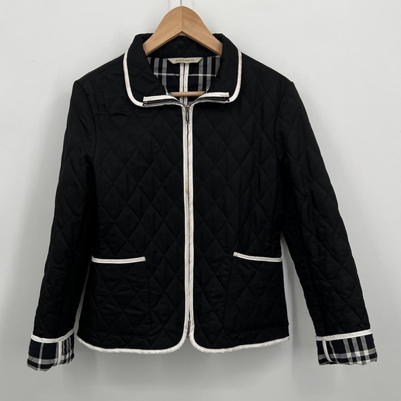 BURBERRY Burberry Black Quilted Button Jacket Women's Designer Outerwear Medium - Picture 7 of 15